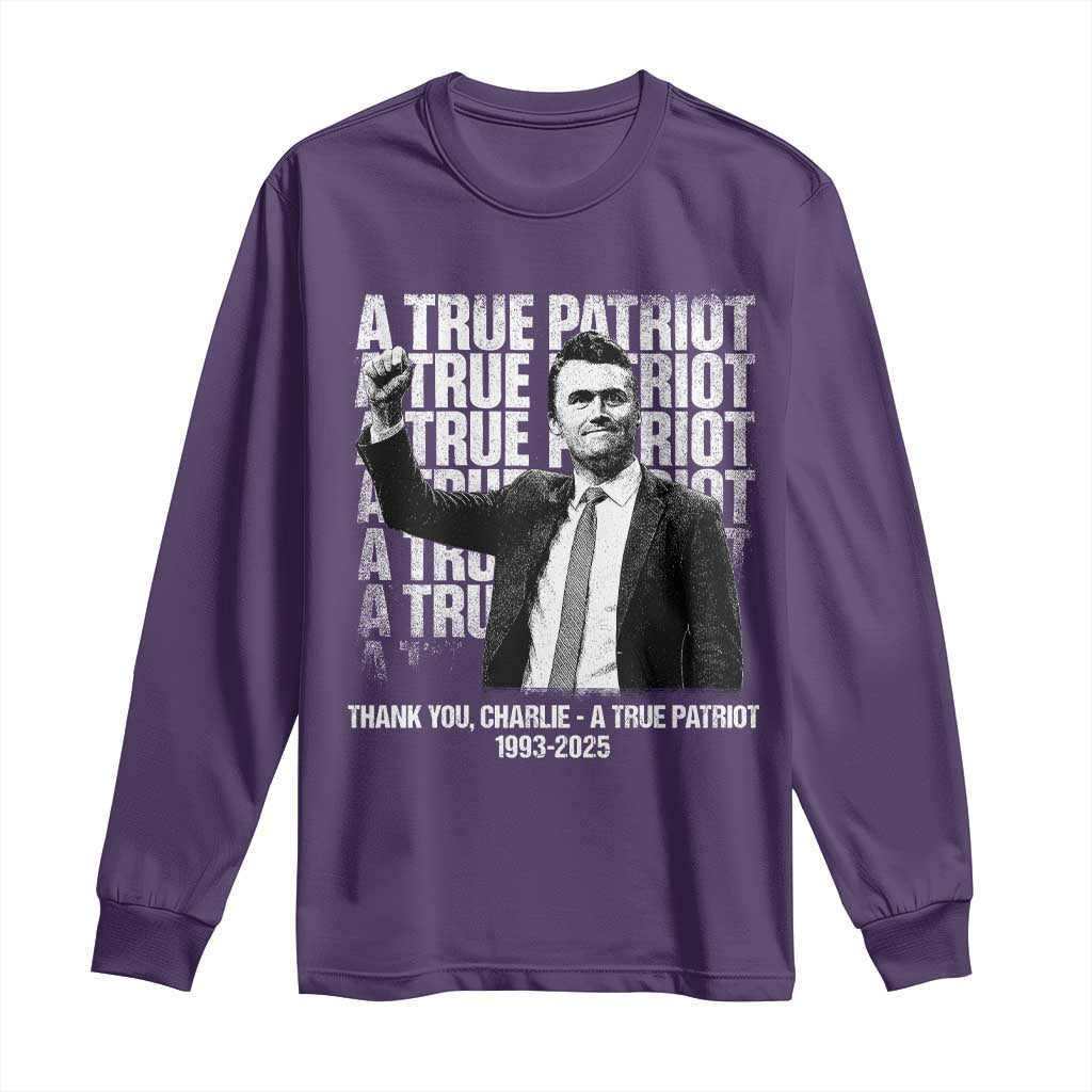 Charlie Kirk Freedom Long Sleeve Shirt Vintage A True Patriot Patriotic American TS10 Purple Print Your Wear