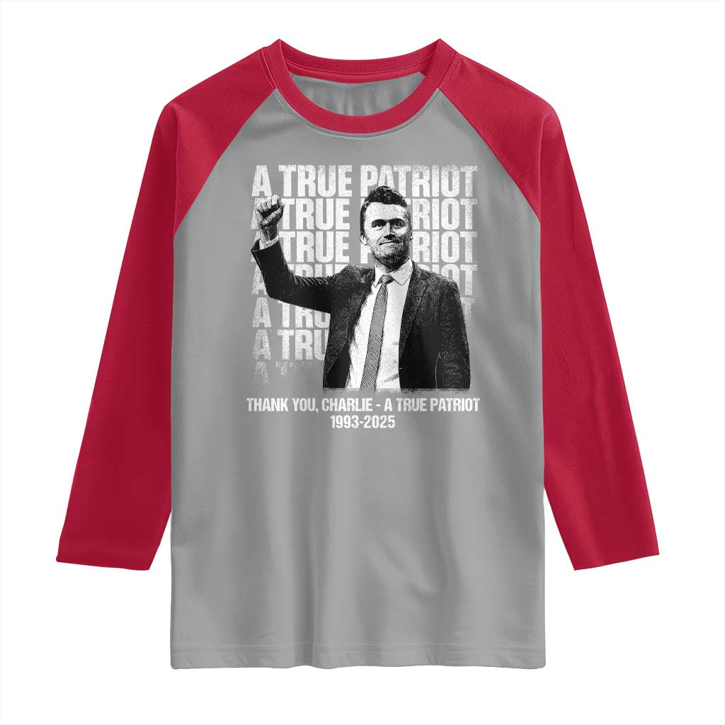 Charlie Kirk Freedom Raglan Shirt Vintage A True Patriot Patriotic American TS10 Sport Gray Red Print Your Wear
