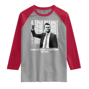 Charlie Kirk Freedom Raglan Shirt Vintage A True Patriot Patriotic American TS10 Sport Gray Red Print Your Wear