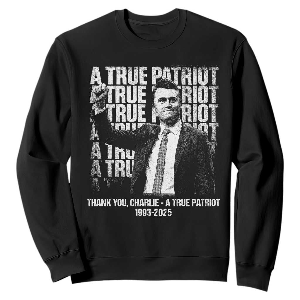 Charlie Kirk Freedom Sweatshirt Vintage A True Patriot Patriotic American TS10 Black Print Your Wear