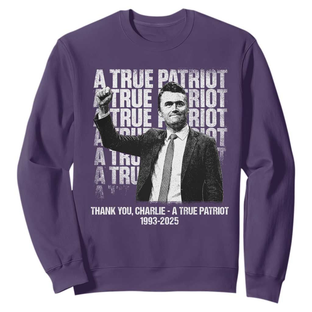 Charlie Kirk Freedom Sweatshirt Vintage A True Patriot Patriotic American TS10 Purple Print Your Wear