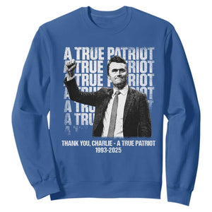 Charlie Kirk Freedom Sweatshirt Vintage A True Patriot Patriotic American TS10 Royal Blue Print Your Wear