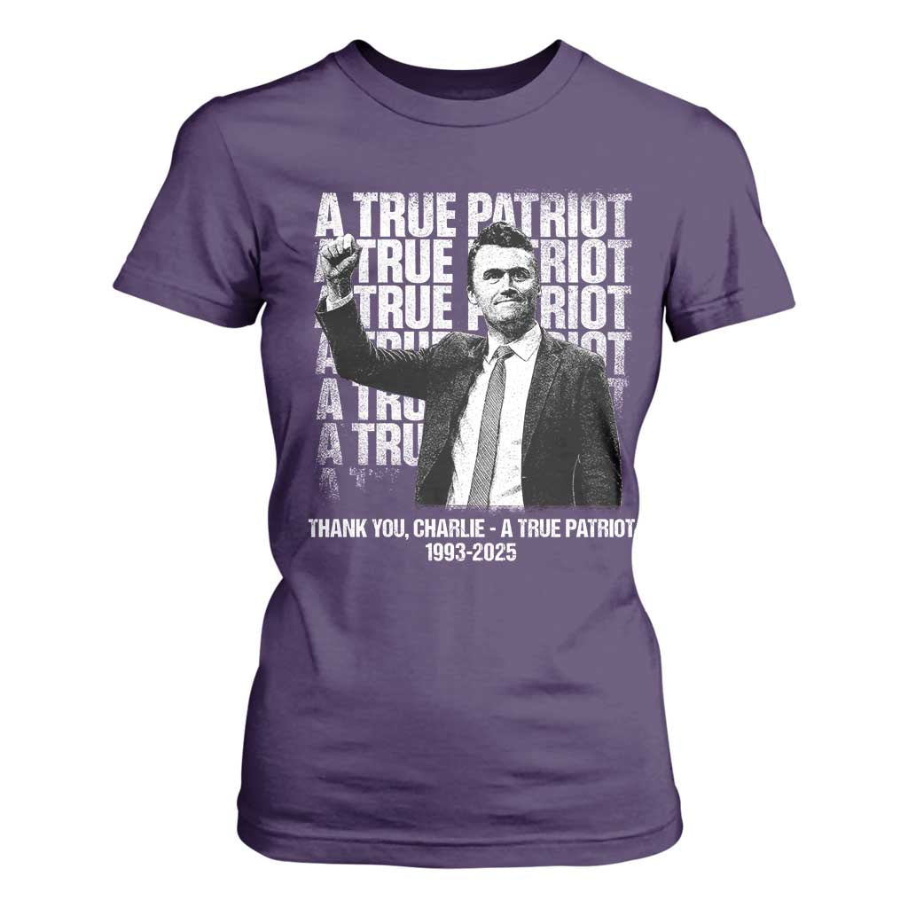 Charlie Kirk Freedom T Shirt For Women Vintage A True Patriot Patriotic American TS10 Purple Print Your Wear