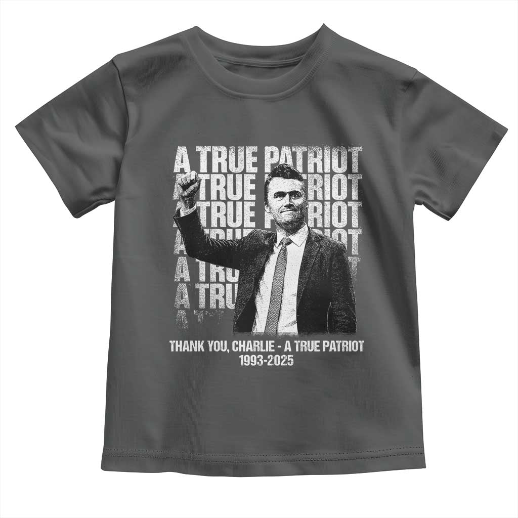 Charlie Kirk Freedom Toddler T Shirt Vintage A True Patriot Patriotic American TS10 Dark Heather Print Your Wear