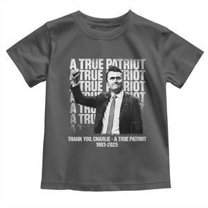 Charlie Kirk Freedom Toddler T Shirt Vintage A True Patriot Patriotic American TS10 Dark Heather Print Your Wear
