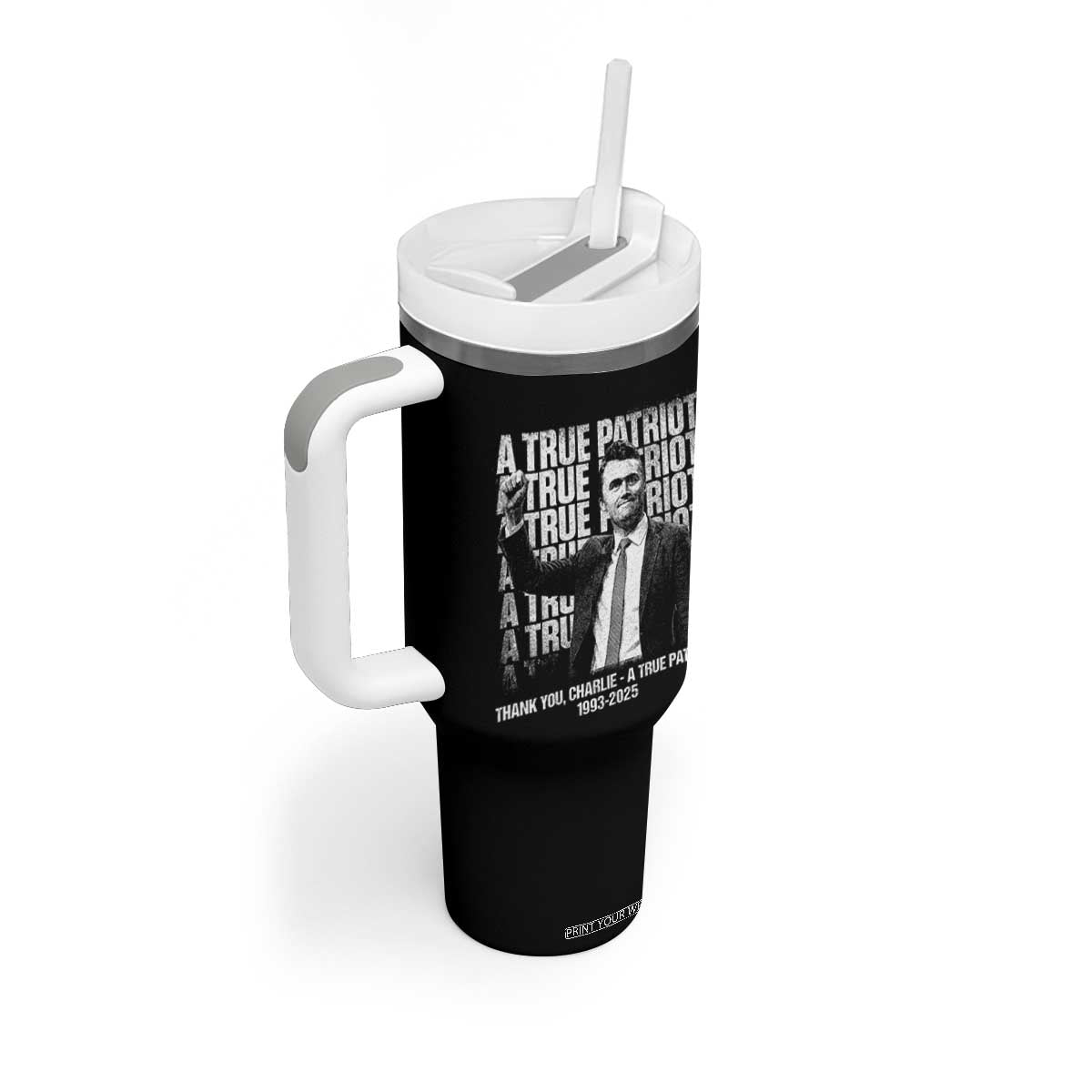 Charlie Kirk Freedom Tumbler With Handle Vintage A True Patriot Patriotic American TS10 Print Your Wear