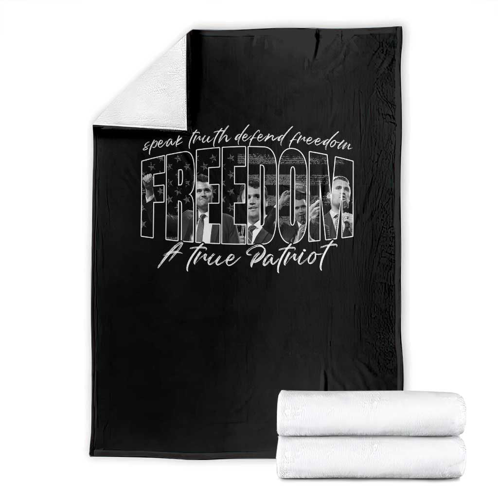 Charlie Kirk Freedom Throw Blanket A True Patriot Patriotic American TS10 Black Print Your Wear