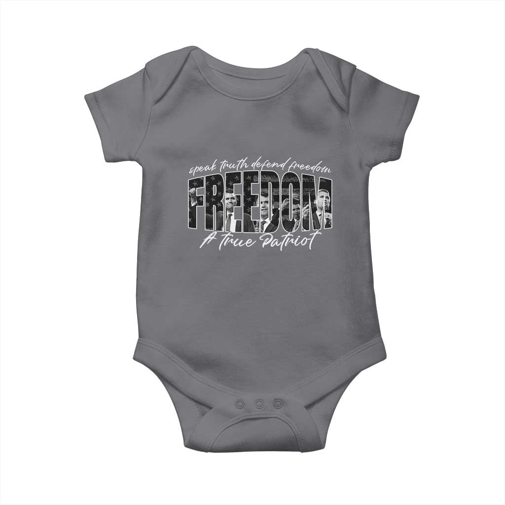 Charlie Kirk Freedom Baby Onesie A True Patriot Patriotic American TS10 Charcoal Print Your Wear