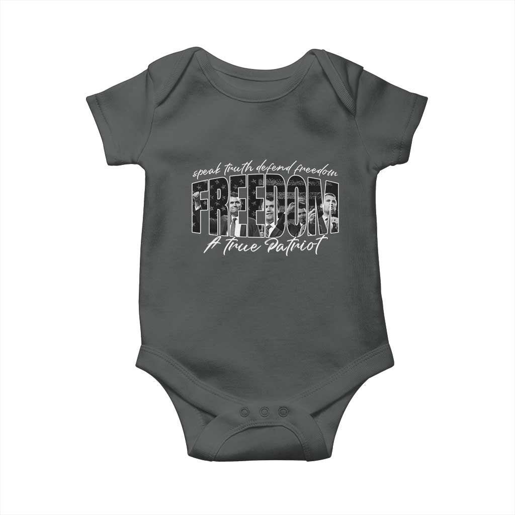 Charlie Kirk Freedom Baby Onesie A True Patriot Patriotic American TS10 Dark Heather Print Your Wear