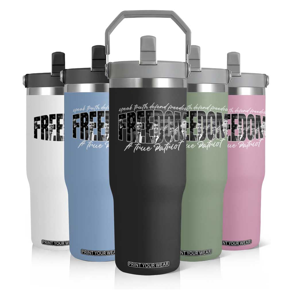 Charlie Kirk Freedom Flip Straw Tumbler A True Patriot Patriotic American TS10 Print Your Wear