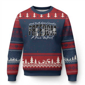 Charlie Kirk Freedom Ugly Christmas Sweater A True Patriot Patriotic American TS10 Navy Red Print Your Wear