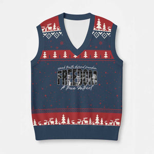 Charlie Kirk Freedom V-Neck Knit Sweater Vest A True Patriot Patriotic American TS10 Navy Red Print Your Wear