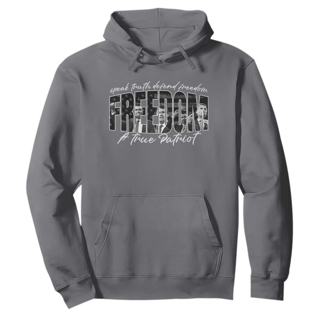 Charlie Kirk Freedom Hoodie A True Patriot Patriotic American TS10 Charcoal Print Your Wear
