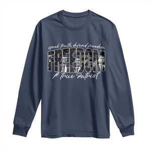 Charlie Kirk Freedom Long Sleeve Shirt A True Patriot Patriotic American TS10 Navy Print Your Wear