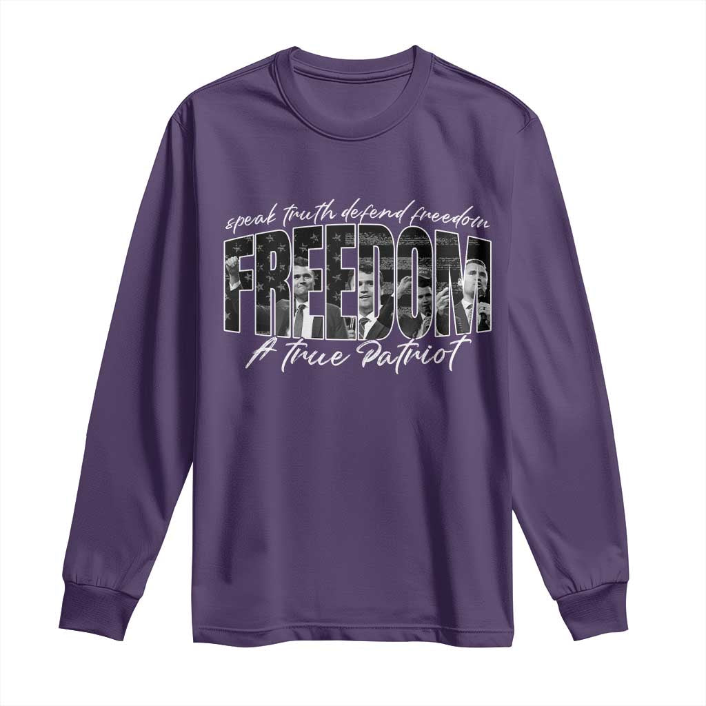 Charlie Kirk Freedom Long Sleeve Shirt A True Patriot Patriotic American TS10 Purple Print Your Wear