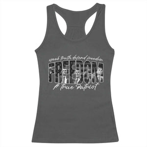 Charlie Kirk Freedom Racerback Tank Top A True Patriot Patriotic American TS10 Dark Heather Print Your Wear