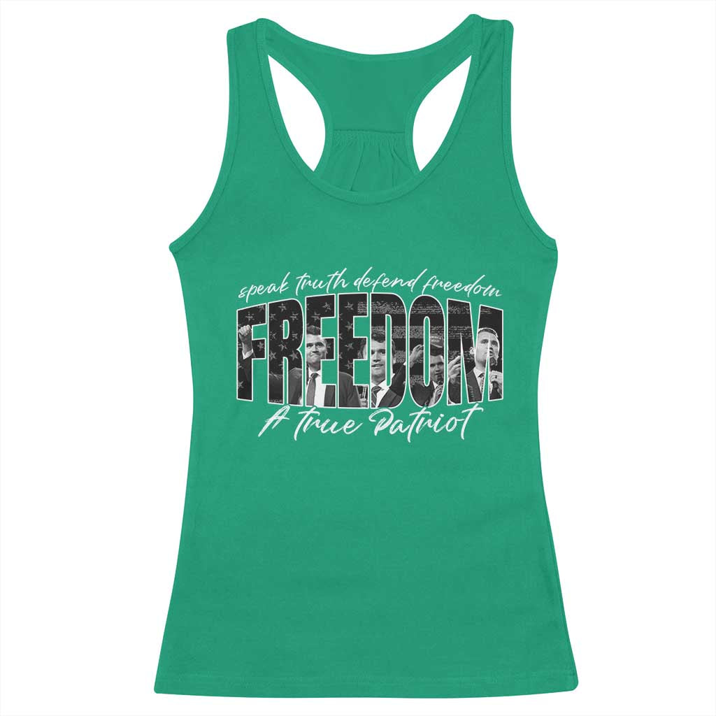 Charlie Kirk Freedom Racerback Tank Top A True Patriot Patriotic American TS10 Irish Green Print Your Wear