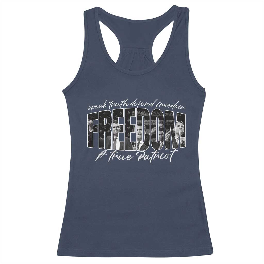 Charlie Kirk Freedom Racerback Tank Top A True Patriot Patriotic American TS10 Navy Print Your Wear