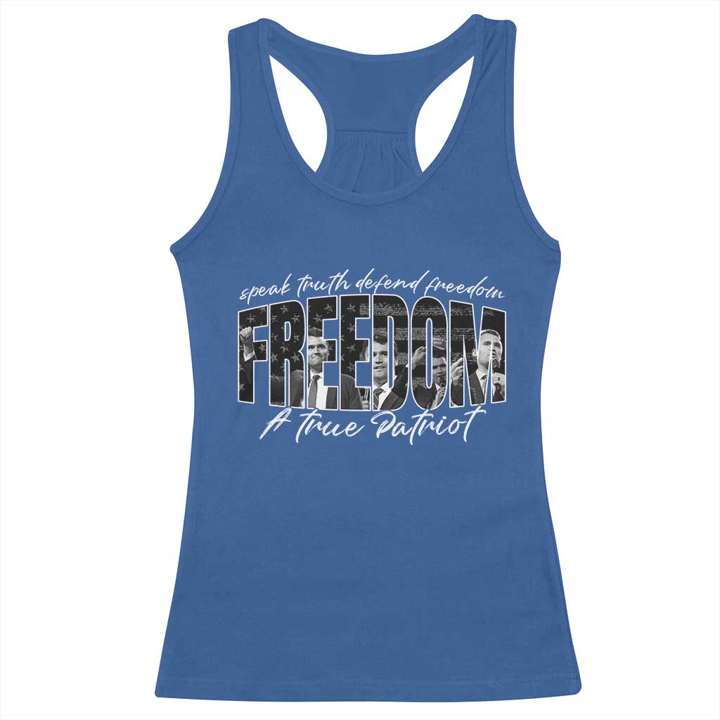Charlie Kirk Freedom Racerback Tank Top A True Patriot Patriotic American TS10 Royal Blue Print Your Wear