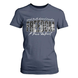 Charlie Kirk Freedom T Shirt For Women A True Patriot Patriotic American TS10 Navy Print Your Wear