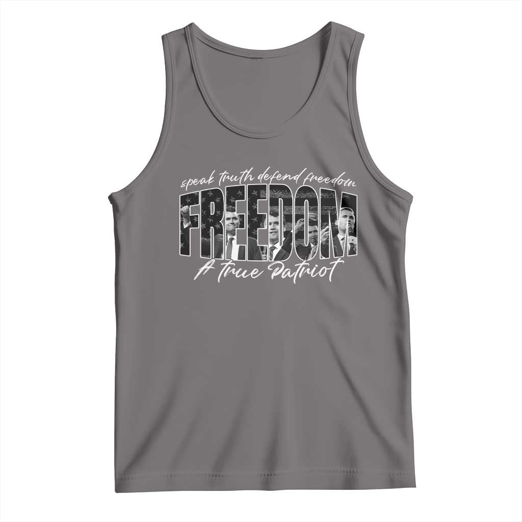 Charlie Kirk Freedom Tank Top A True Patriot Patriotic American TS10 Deep Heather Print Your Wear
