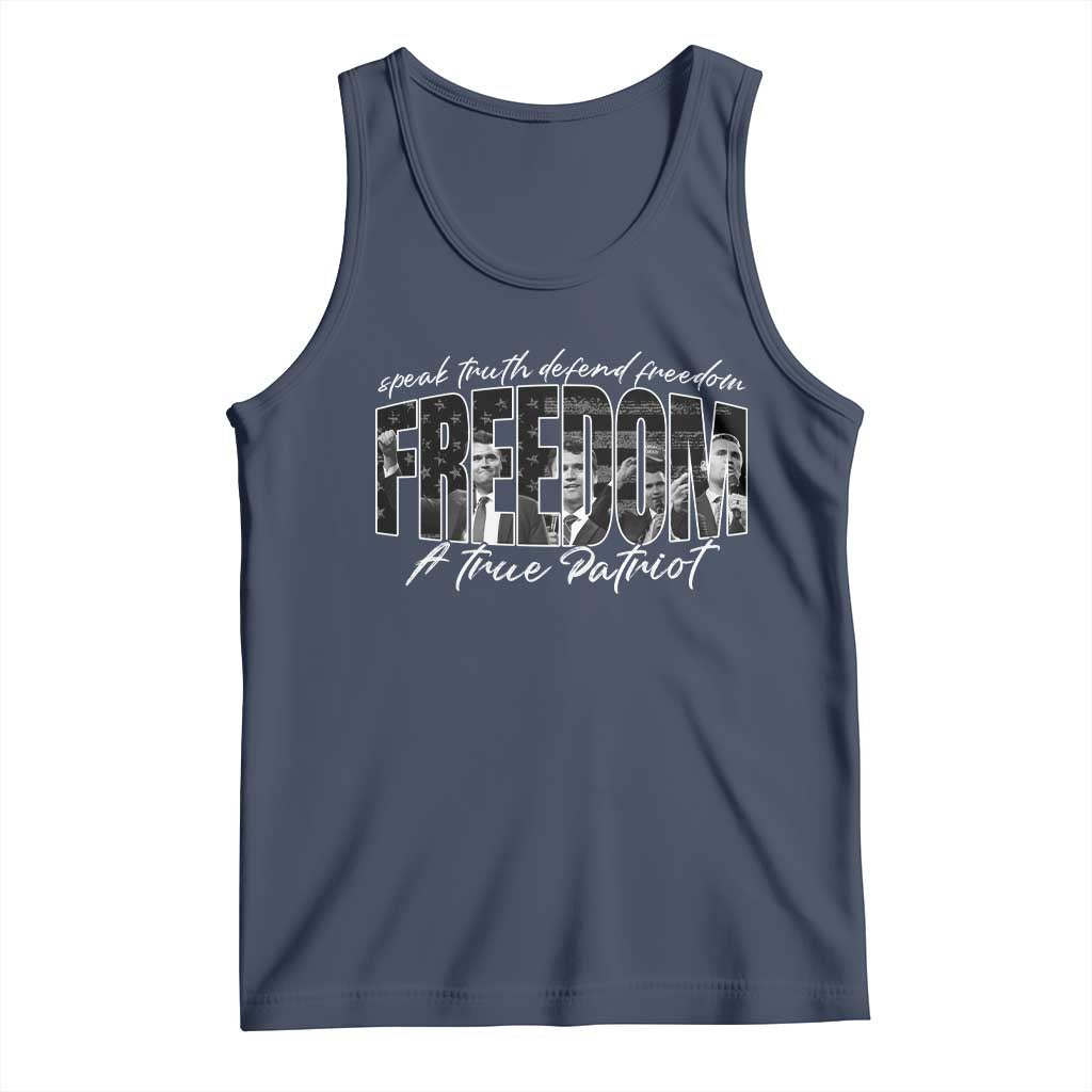 Charlie Kirk Freedom Tank Top A True Patriot Patriotic American TS10 Navy Print Your Wear