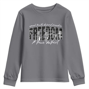 Charlie Kirk Freedom Youth Sweatshirt A True Patriot Patriotic American TS10 Charcoal Print Your Wear