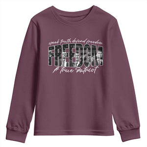 Charlie Kirk Freedom Youth Sweatshirt A True Patriot Patriotic American TS10 Maroon Print Your Wear