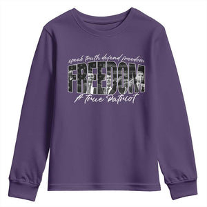 Charlie Kirk Freedom Youth Sweatshirt A True Patriot Patriotic American TS10 Purple Print Your Wear