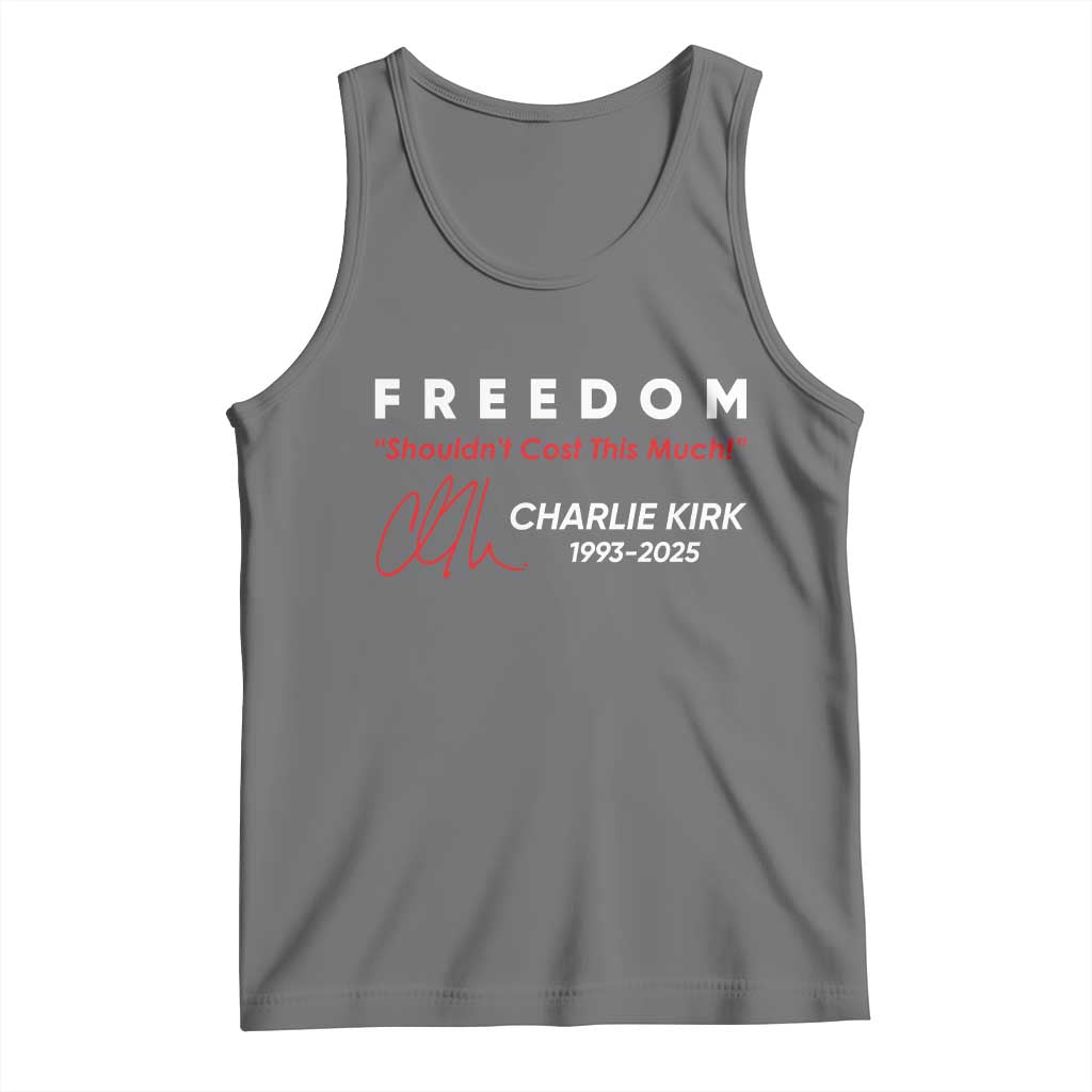 Charlie Kirk Memorial Tank Top Freedom Shouldnt Cost This Much TS10 Black Heather Print Your Wear