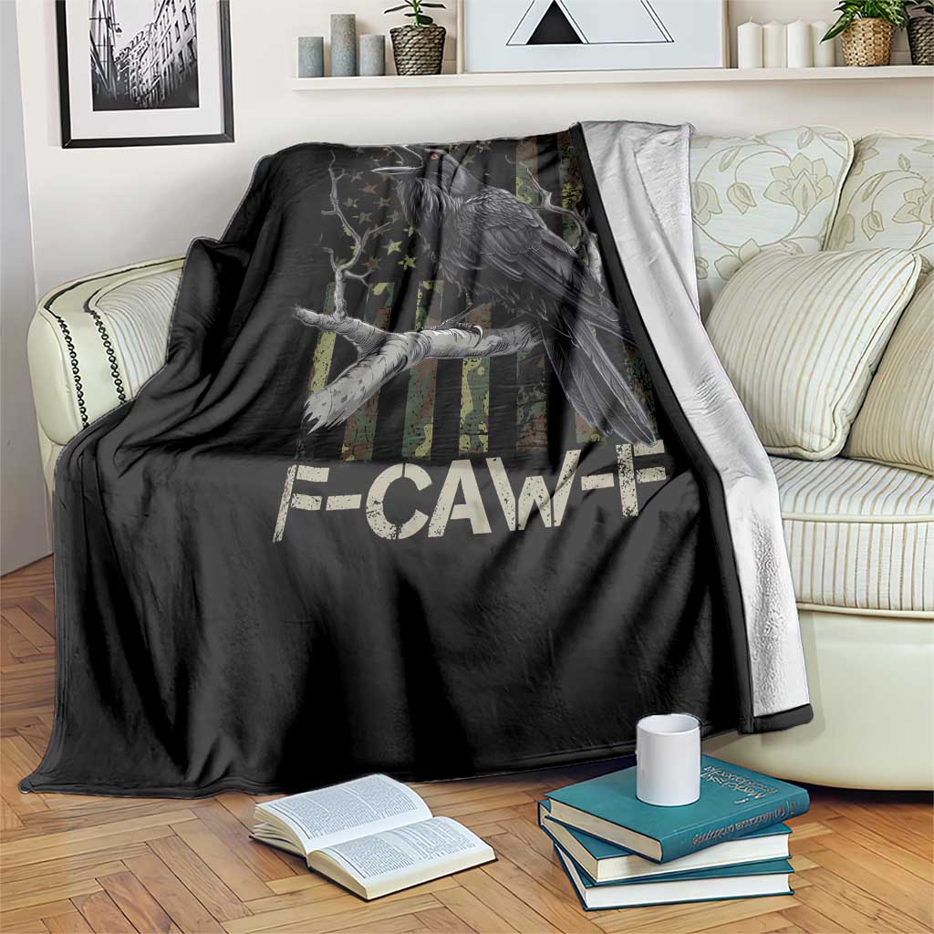 Funny Crow Throw Blanket F-Caw-F Raven Camo USA Flag Adult Humor TS10 Print Your Wear
