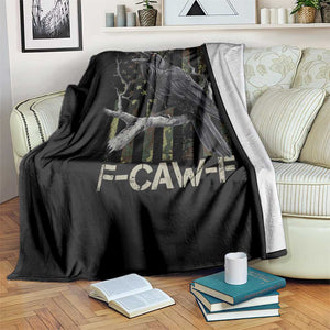 Funny Crow Throw Blanket F-Caw-F Raven Camo USA Flag Adult Humor TS10 Print Your Wear