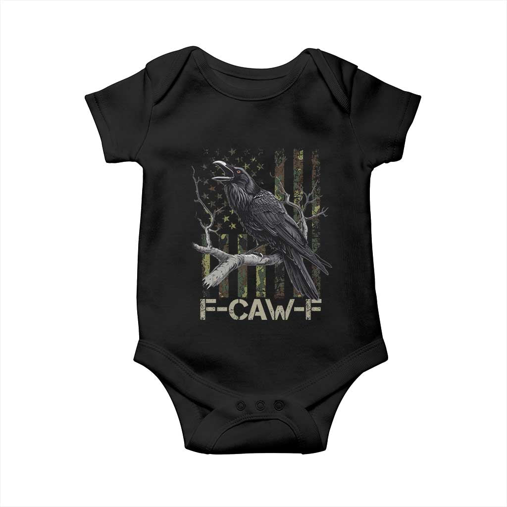Funny Crow Baby Onesie F-Caw-F Raven Camo USA Flag Adult Humor TS10 Black Print Your Wear