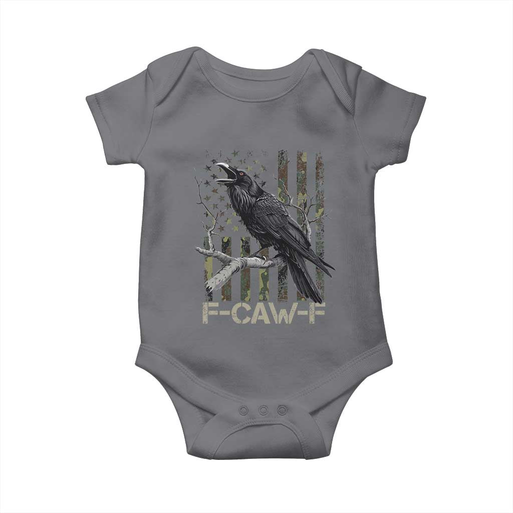 Funny Crow Baby Onesie F-Caw-F Raven Camo USA Flag Adult Humor TS10 Charcoal Print Your Wear