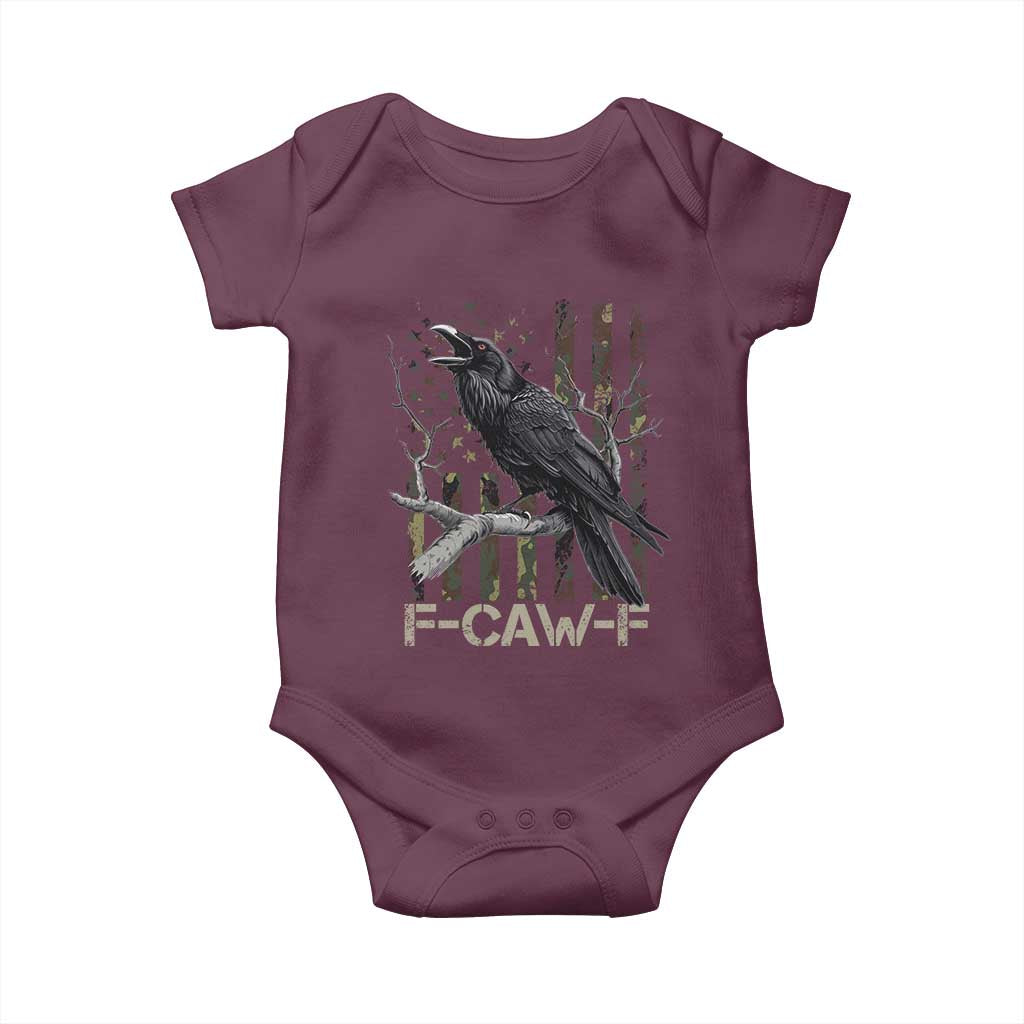 Funny Crow Baby Onesie F-Caw-F Raven Camo USA Flag Adult Humor TS10 Maroon Print Your Wear