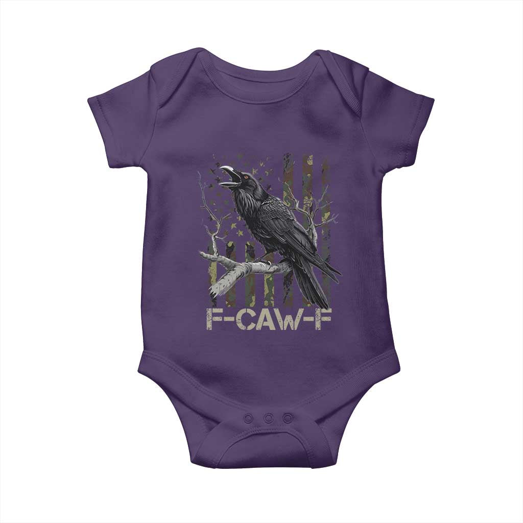 Funny Crow Baby Onesie F-Caw-F Raven Camo USA Flag Adult Humor TS10 Purple Print Your Wear