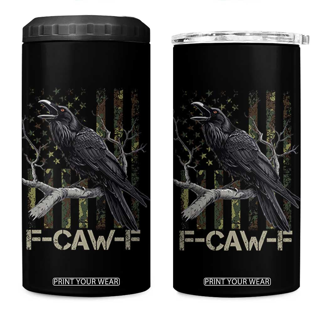 Funny Crow 4 in 1 Can Cooler Tumbler F-Caw-F Raven Camo USA Flag Adult Humor TS10 One Size: 16 oz Black Print Your Wear