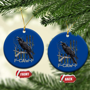 Funny Crow Ceramic Ornament F-Caw-F Raven Camo USA Flag Adult Humor TS10 1pc Blue Print Your Wear
