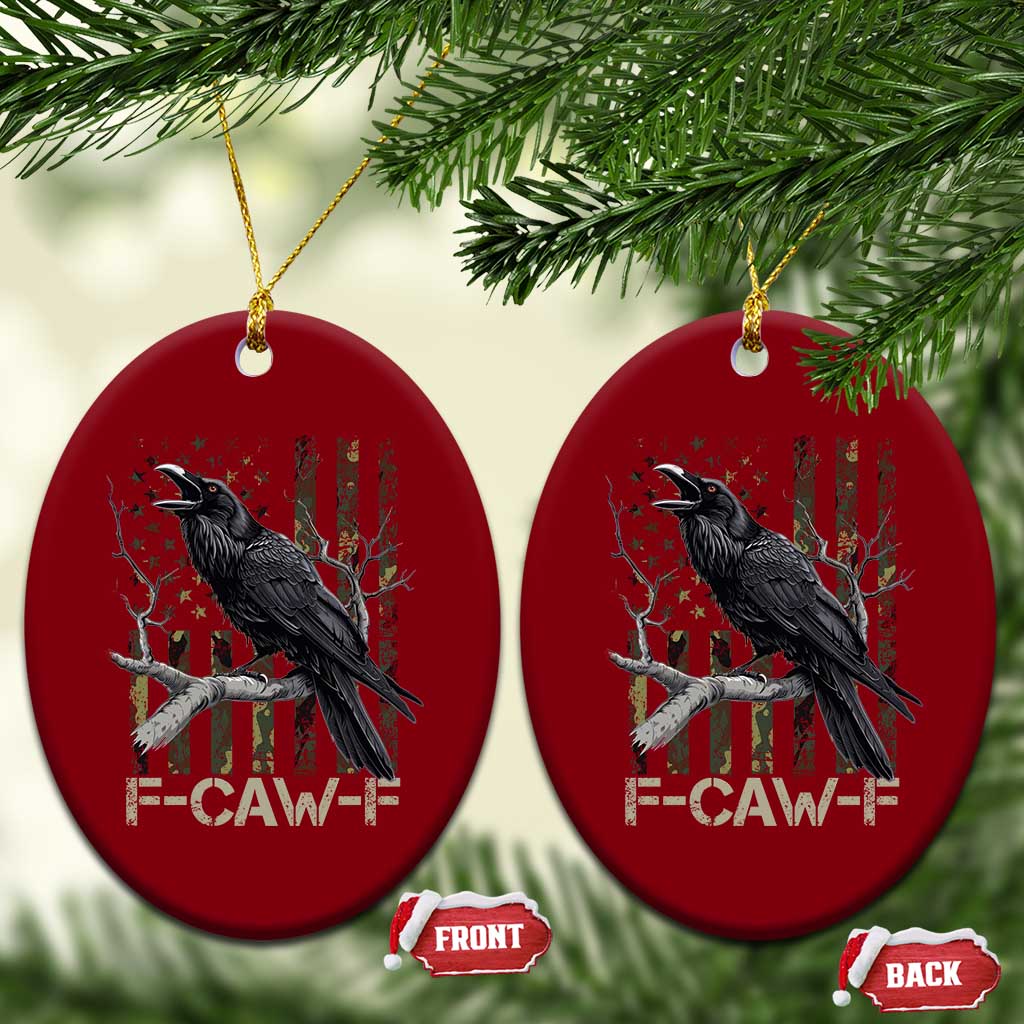 Funny Crow Ceramic Ornament F-Caw-F Raven Camo USA Flag Adult Humor TS10 Print Your Wear