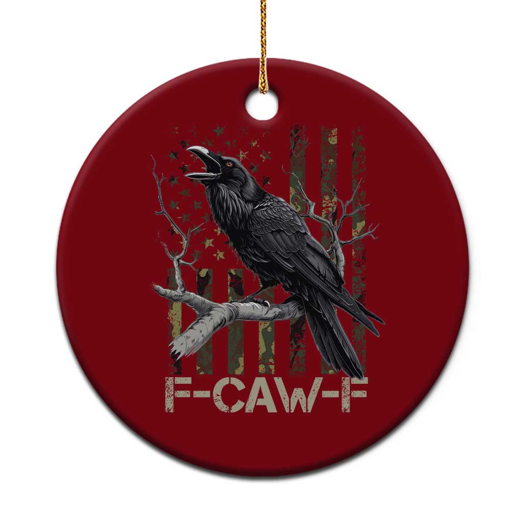 Funny Crow Ceramic Ornament F-Caw-F Raven Camo USA Flag Adult Humor TS10 1pc Red Print Your Wear