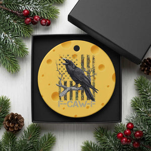 Funny Crow Ceramic Ornament F-Caw-F Raven Camo USA Flag Adult Humor TS10 1pc Yellow Cheese Print Your Wear