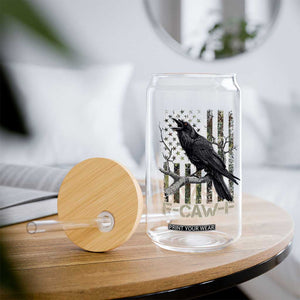 Funny Crow Glass Can F-Caw-F Raven Camo USA Flag Adult Humor TS10 Print Your Wear
