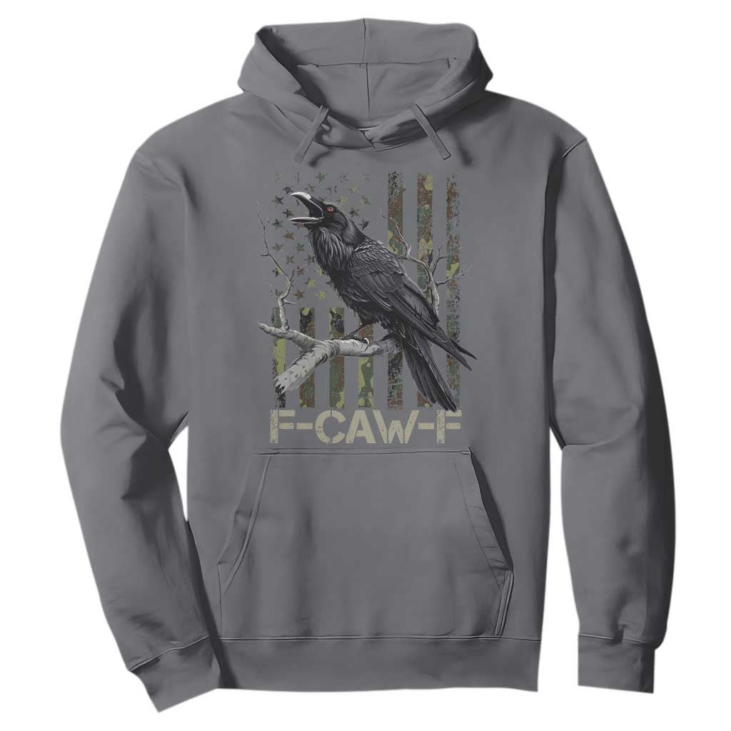 Funny Crow Hoodie F-Caw-F Raven Camo USA Flag Adult Humor TS10 Charcoal Print Your Wear