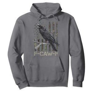 Funny Crow Hoodie F-Caw-F Raven Camo USA Flag Adult Humor TS10 Charcoal Print Your Wear