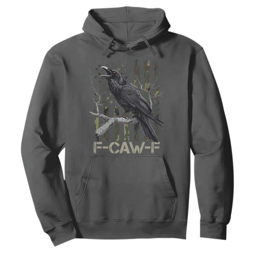 Funny Crow Hoodie F-Caw-F Raven Camo USA Flag Adult Humor TS10 Dark Heather Print Your Wear
