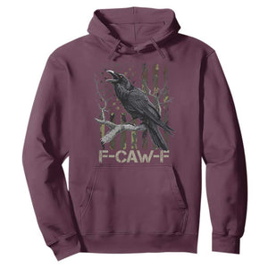Funny Crow Hoodie F-Caw-F Raven Camo USA Flag Adult Humor TS10 Maroon Print Your Wear