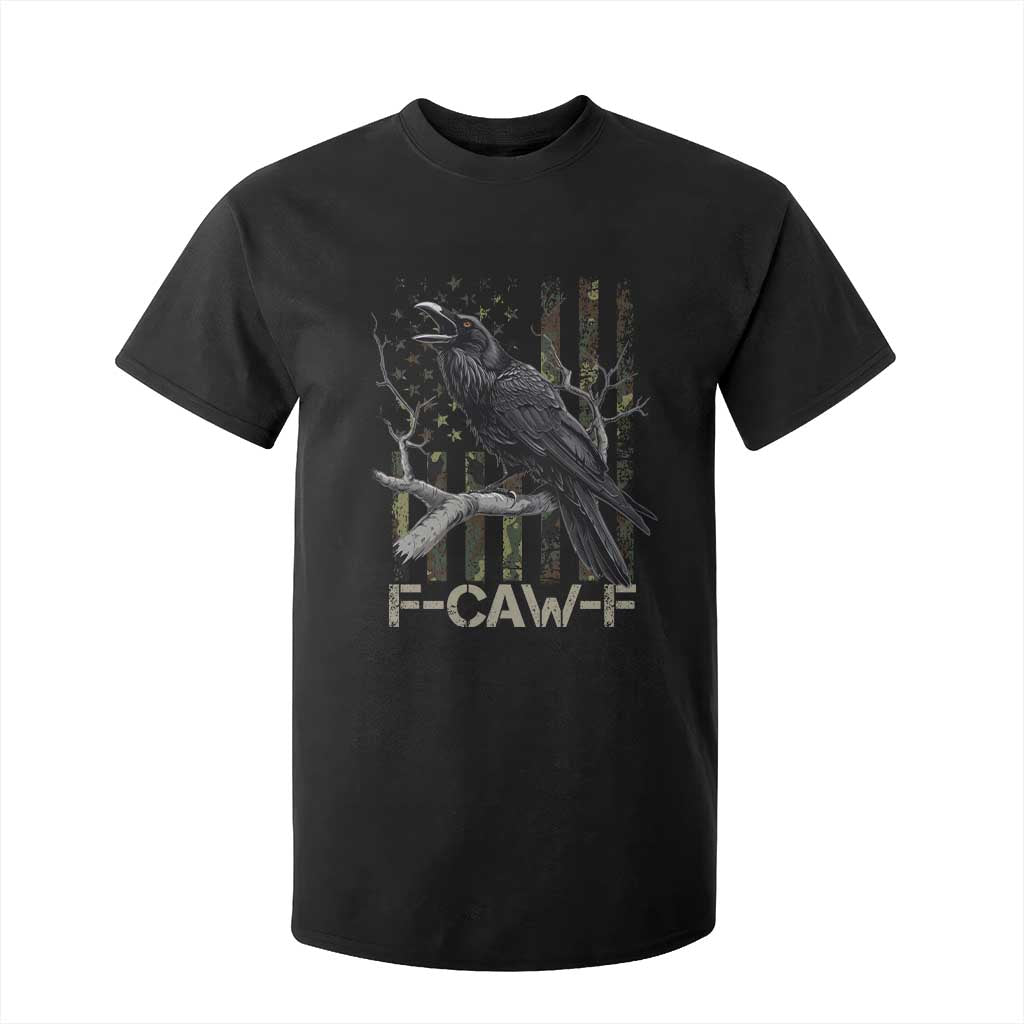 Funny Crow T Shirt For Kid F-Caw-F Raven Camo USA Flag Adult Humor TS10 Black Print Your Wear