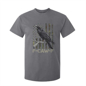 Funny Crow T Shirt For Kid F-Caw-F Raven Camo USA Flag Adult Humor TS10 Charcoal Print Your Wear