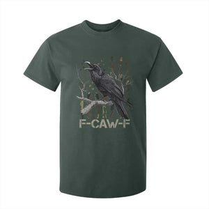 Funny Crow T Shirt For Kid F-Caw-F Raven Camo USA Flag Adult Humor TS10 Dark Forest Green Print Your Wear