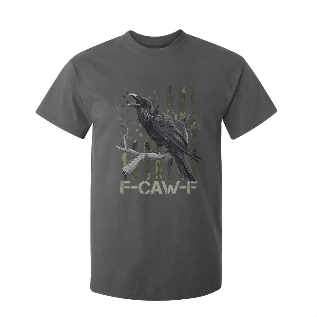 Funny Crow T Shirt For Kid F-Caw-F Raven Camo USA Flag Adult Humor TS10 Dark Heather Print Your Wear
